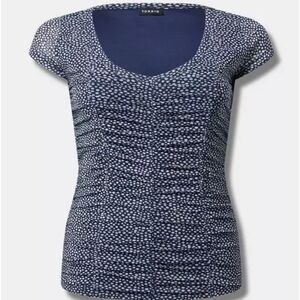 Torrid Navy and White Dotted Short Sleeve Top